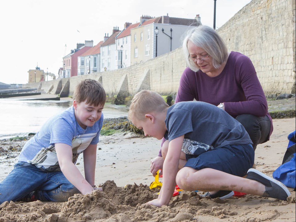Seaside Playing in Sand