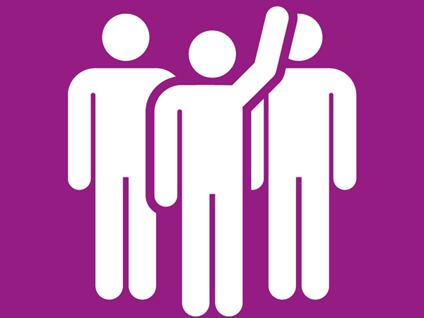 VRA  Three Stick People on Purple Background