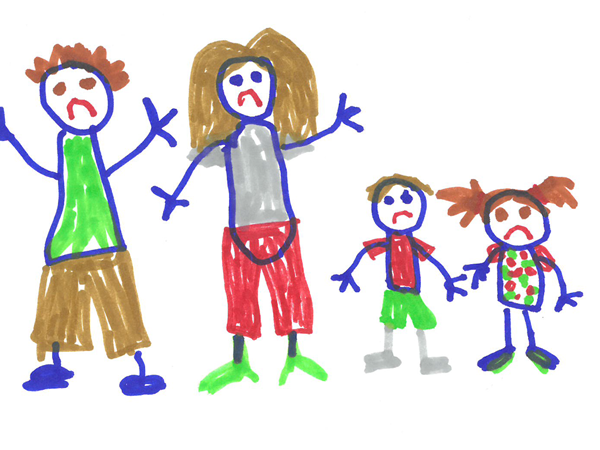 Unhappy Family Drawing of Unhappy Family